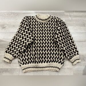 I316 PACHAMAMA Knitwear Mens size XL 100% Wool Casual Sweater Beige Brown